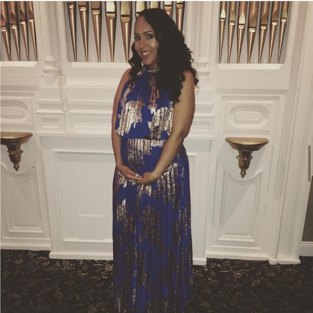 MSK blue & gold dress beautiful dress